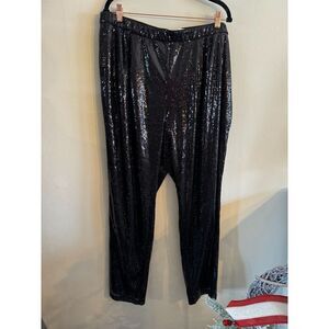 Stunning Rubin Singer Studio sequin pants elastic waist  1X perfect holiday pant